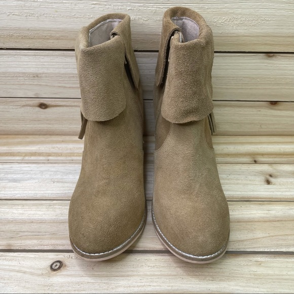 COCONUTS BY MATISSE Womens Kim Fringe Side Zip Suede Leather Tan Booties 8M - Picture 4 of 11